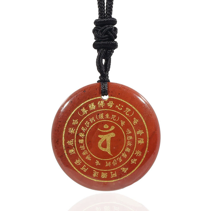 Buddha Stones Vairocana Tathagata Mantra Sanscrito Vari Cristalli Ossidiana Nera Avventurina Verde Forza Collana Pendente