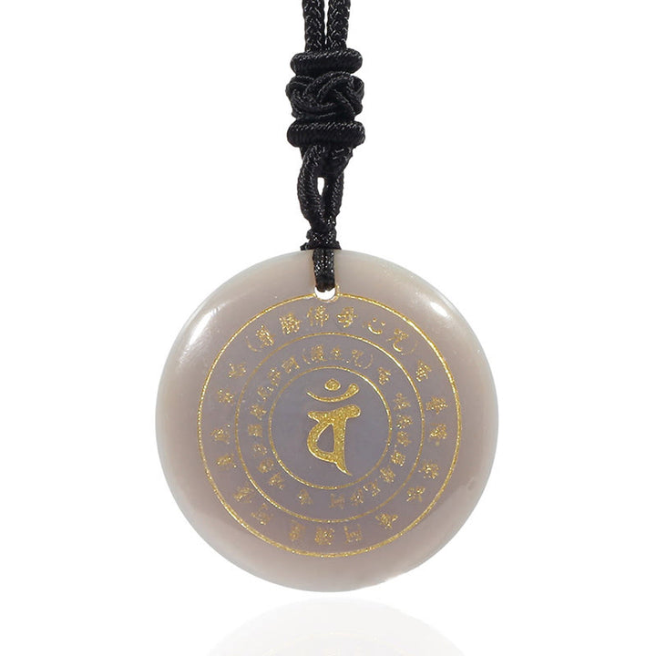 Buddha Stones Vairocana Tathagata Mantra Sanscrito Vari Cristalli Ossidiana Nera Avventurina Verde Forza Collana Pendente