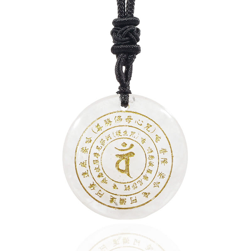 Buddha Stones Vairocana Tathagata Mantra Sanscrito Vari Cristalli Ossidiana Nera Avventurina Verde Forza Collana Pendente