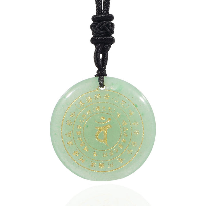 Buddha Stones Vairocana Tathagata Mantra Sanscrito Vari Cristalli Ossidiana Nera Avventurina Verde Forza Collana Pendente