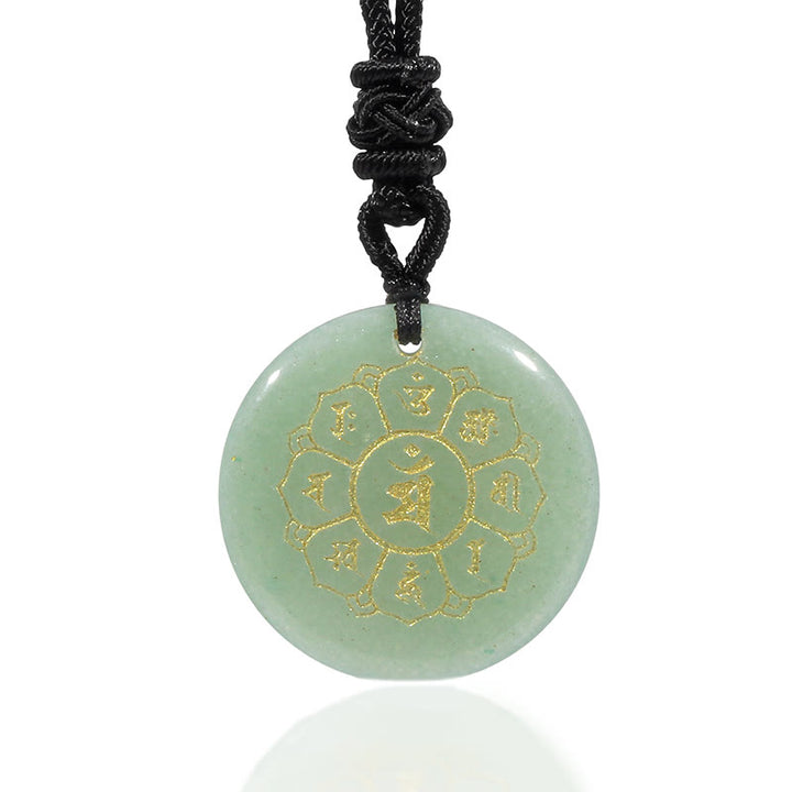 Buddha Stones Om Mani Padme Hum Naturale Vari Cristallo Ossidiana Nera Forza Collana Pendente