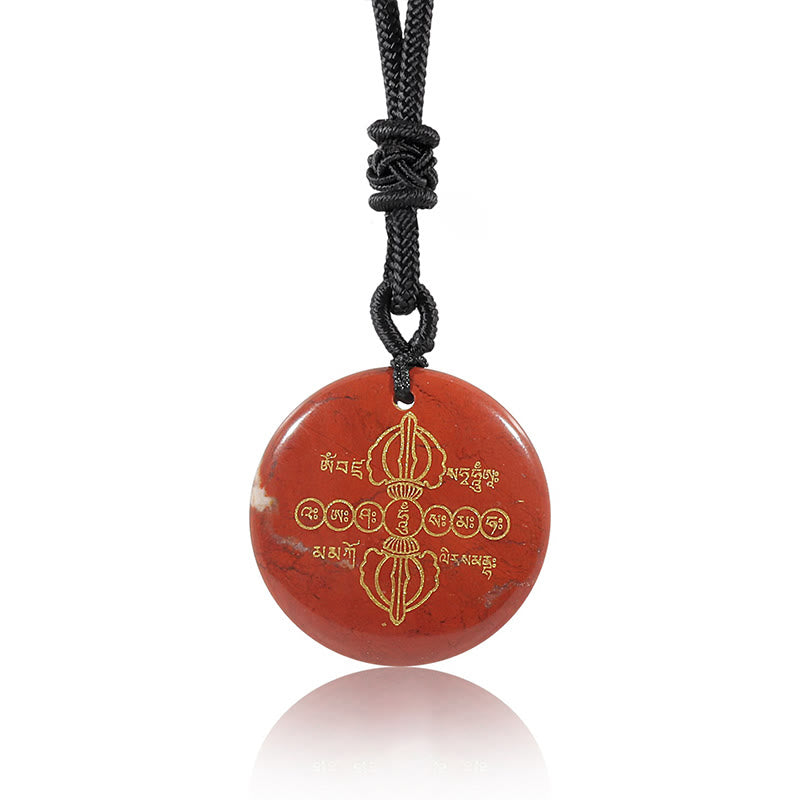 Buddha Stones Vajra Dorje Modello sanscrito Naturale Vario Cristallo Ossidiana nera Collana pendente