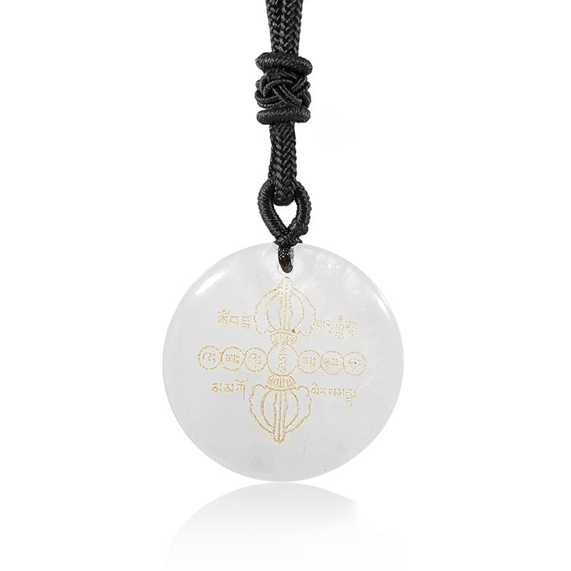 Buddha Stones Vajra Dorje Modello sanscrito Naturale Vario Cristallo Ossidiana nera Collana pendente