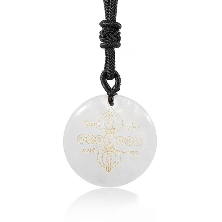 Buddha Stones Vajra Dorje Modello sanscrito Naturale Vario Cristallo Ossidiana nera Collana pendente