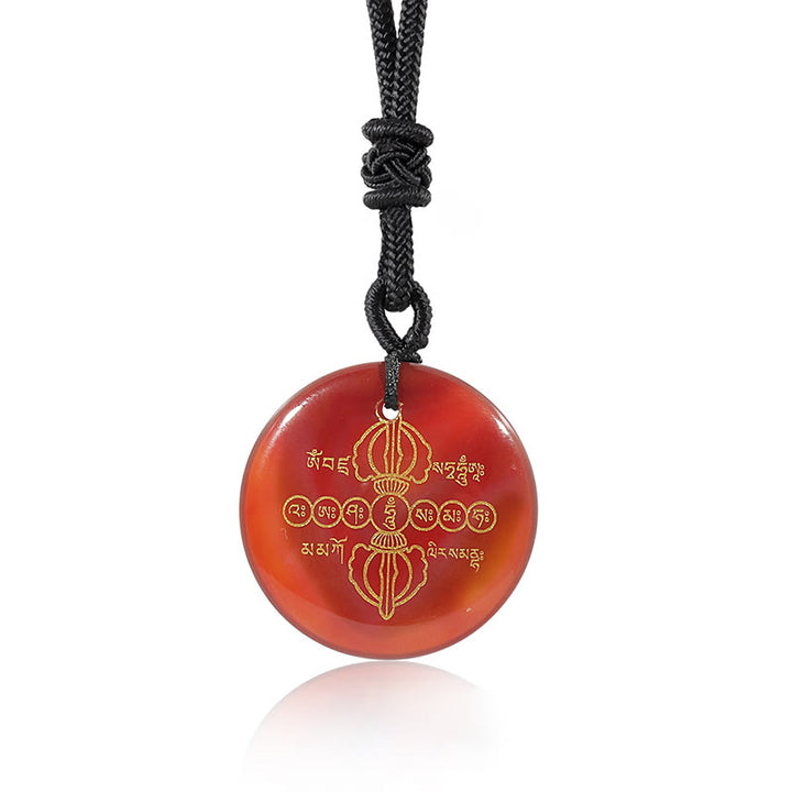 Buddha Stones Vajra Dorje Modello sanscrito Naturale Vario Cristallo Ossidiana nera Collana pendente
