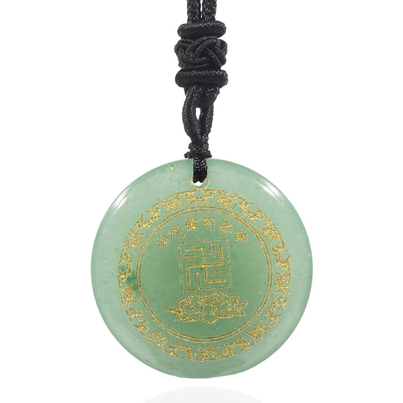 Buddha Stones Svastica Modello di loto Naturale Vario Cristallo Ossidiana Nera Collana Pendente di Purificazione