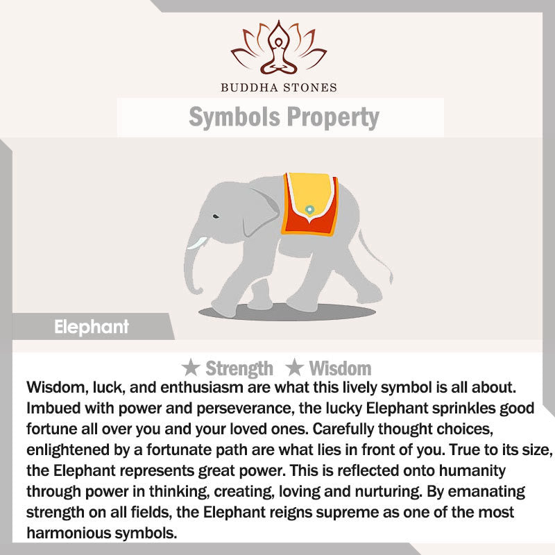 Braccialetto con ciondolo elefante positivo in quarzo fragola, ametista, avventurina verde Buddha Stones