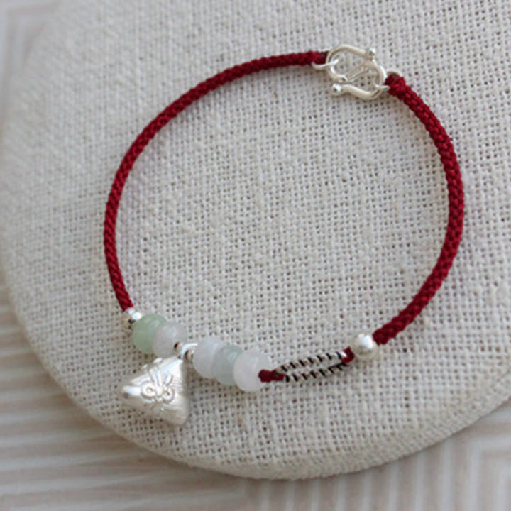 Braccialetto Buddha Stones 925 Sterling Silver Jade Red String Zongzi Charm Abundance