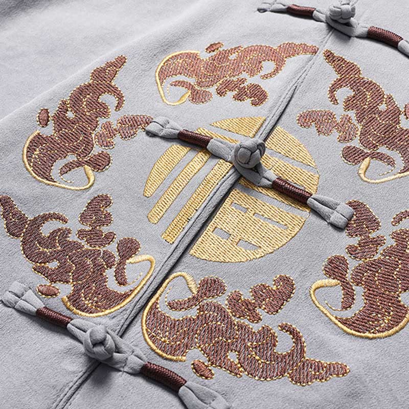 Buddha Stones Fu Character Tang Suit Hanfu Tradizionale Uniforme Manica Corta Top Pantaloni Abbigliamento Uomo Set - image 9