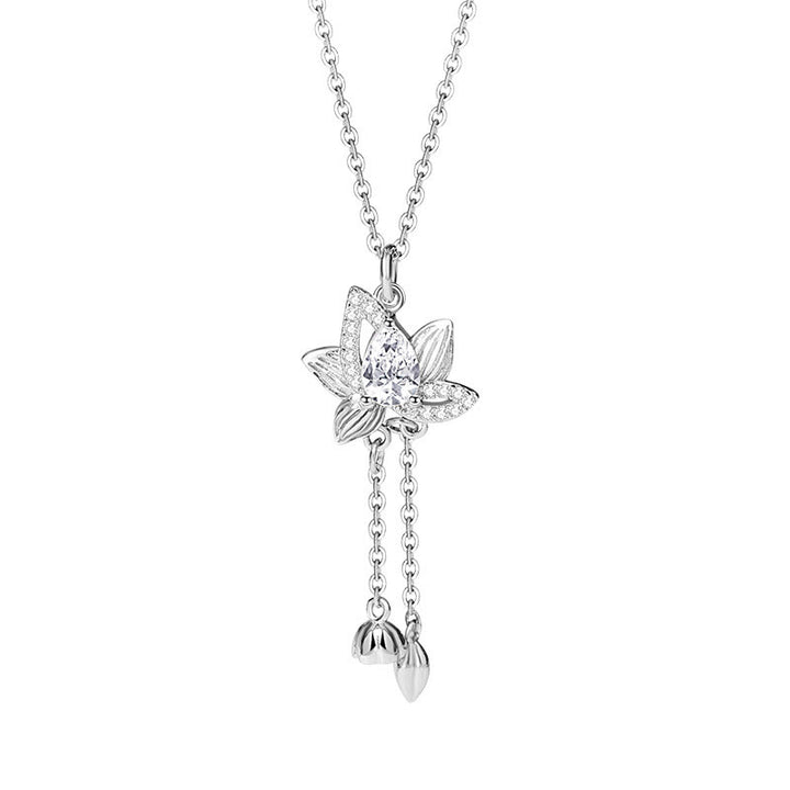 Collana con ciondolo Buddha Stones in argento sterling 925 con zircone e loto, illuminazione