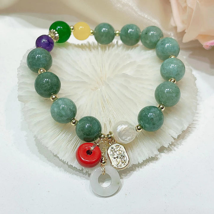 Braccialetto con ciondolo a fibbia della pace in agata rossa e Buddha Stones, per la fiducia
