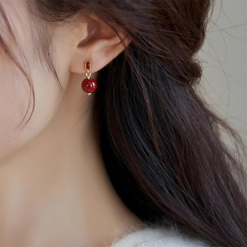 Orecchini Buddha Stones 925 Sterling Silver Post 14K Gold Filled Cinnabar Bead Zircone Calma - image 7