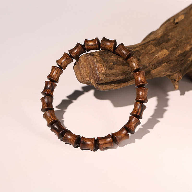 Braccialetto di calore con motivo in bambù , Buddha Stones, legno di palissandro, nuvole di buon auspicio, totem, carattere Fu