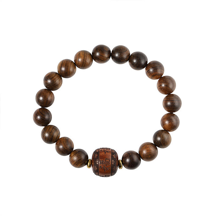 Braccialetto di calore con motivo in bambù , Buddha Stones, legno di palissandro, nuvole di buon auspicio, totem, carattere Fu