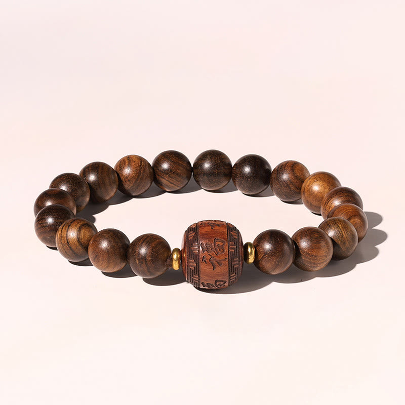 Braccialetto di calore con motivo in bambù , Buddha Stones, legno di palissandro, nuvole di buon auspicio, totem, carattere Fu