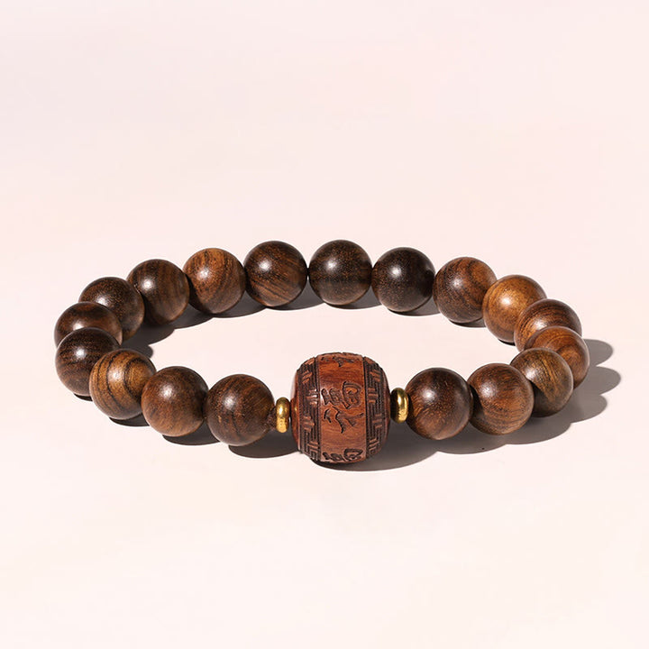 Braccialetto di calore con motivo in bambù , Buddha Stones, legno di palissandro, nuvole di buon auspicio, totem, carattere Fu