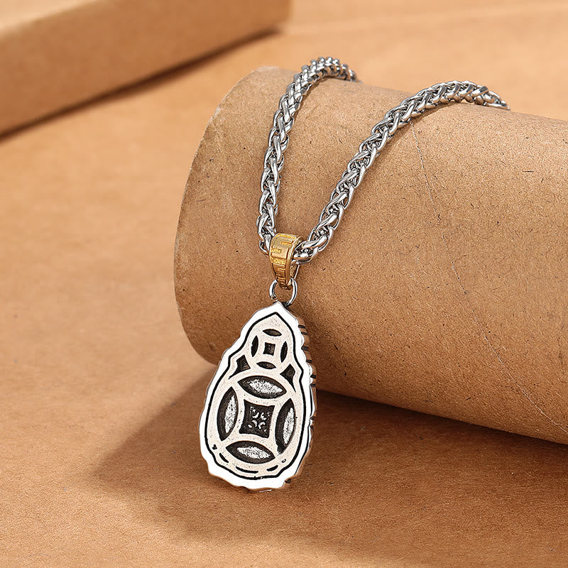 Buddha Stones Tibet Dzi Bead Garuda Modello Rame Metallo Ricchezza Collana Pendente