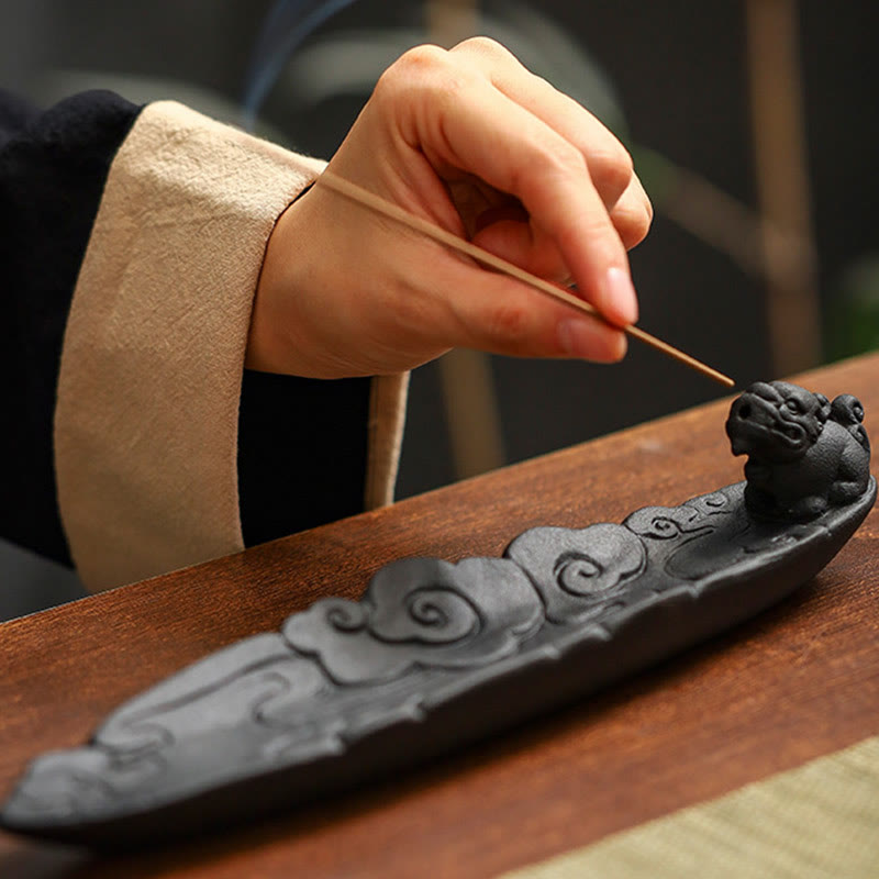 Buddha Stones, nuvole di buon auspicio, bruciatore di incenso in ceramica curativo Pixiu, decorazione