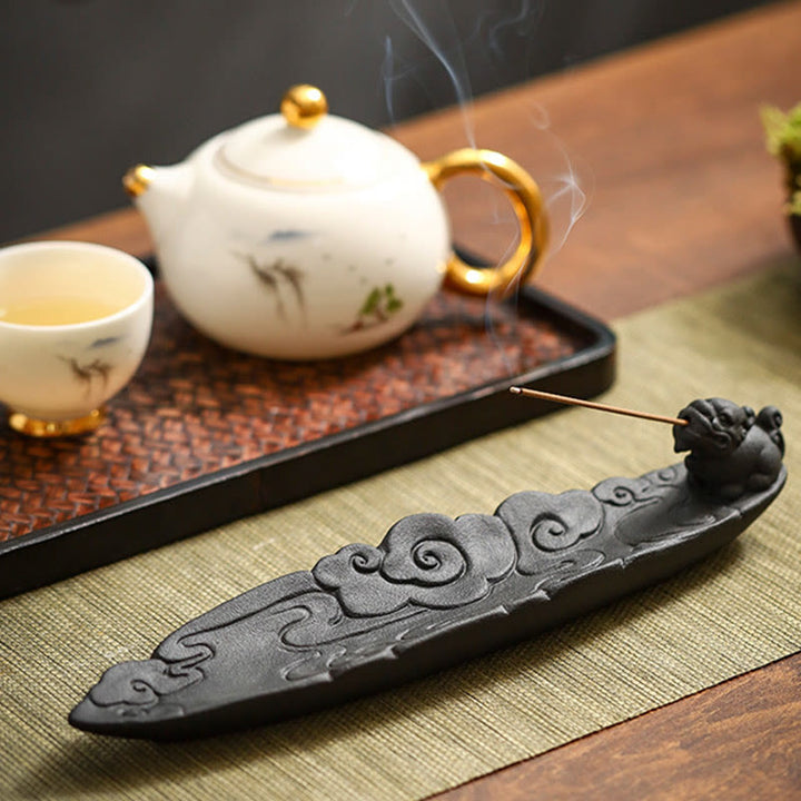 Buddha Stones, nuvole di buon auspicio, bruciatore di incenso in ceramica curativo Pixiu, decorazione