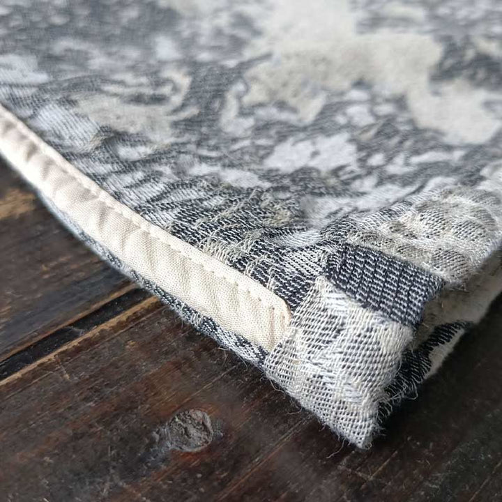 Camicia da giacca in lino di cotone a maniche lunghe con stampa grigia nera Buddha Stones Frog-button Design con tasche - image 11