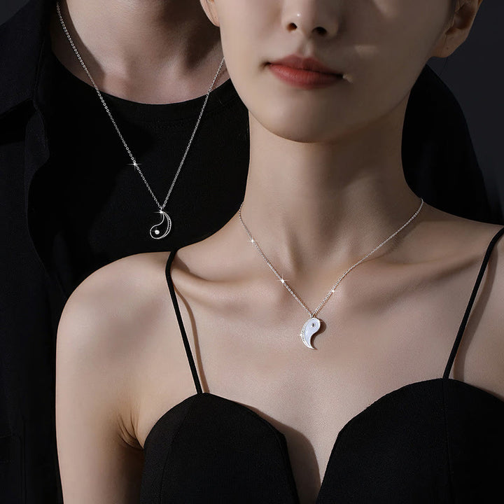 Collana pendente con simbolo Yin Yang in argento sterling 925 con Buddha Stones ciondolo armonioso