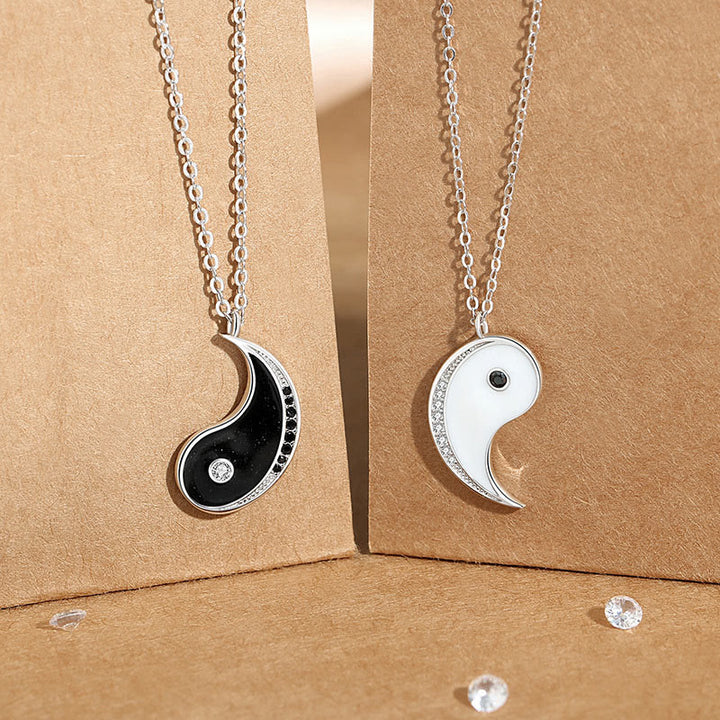 Collana pendente con simbolo Yin Yang in argento sterling 925 con Buddha Stones ciondolo armonioso