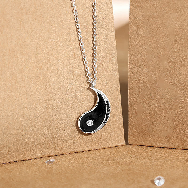 Collana pendente con simbolo Yin Yang in argento sterling 925 con Buddha Stones ciondolo armonioso