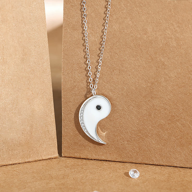 Collana pendente con simbolo Yin Yang in argento sterling 925 con Buddha Stones ciondolo armonioso - Bianco - image 5