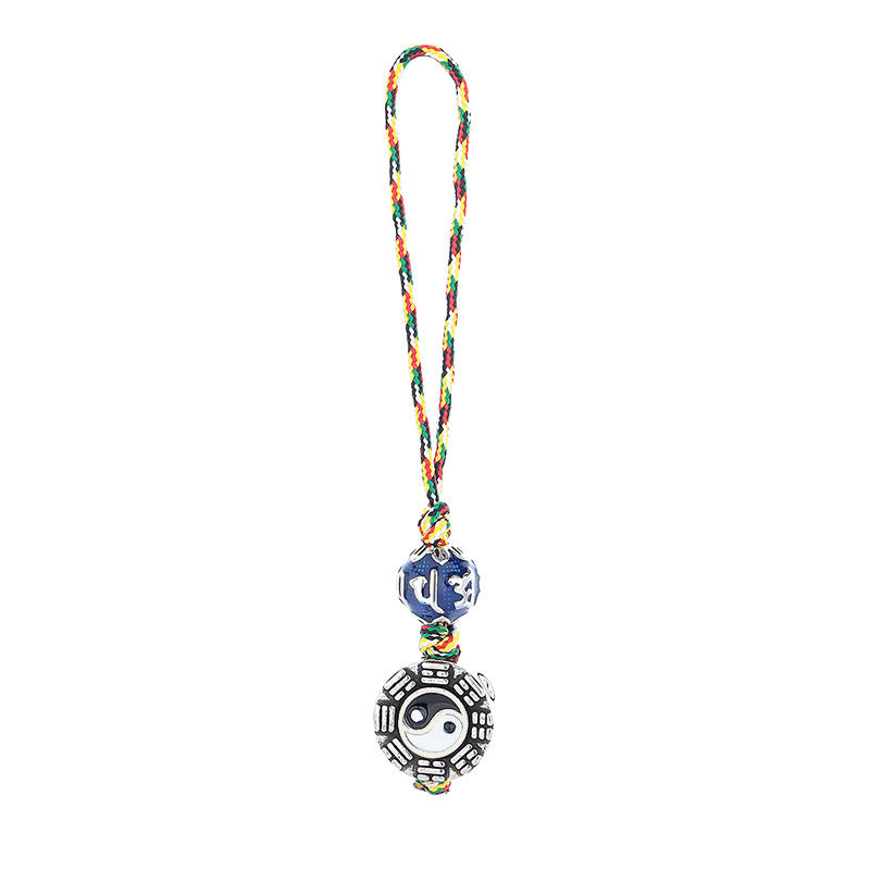 Portachiavi con Buddha Stones Yin Yang, simbolo Om Mani Padme Hum Bagua, in rame