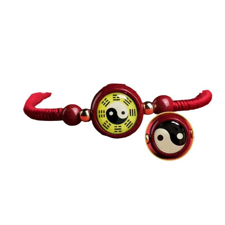 Buddha Stones, Cinabro della Fortuna, Filo Rosso, Simbolo Yin Yang, Braccialetto di Benedizione Bagua