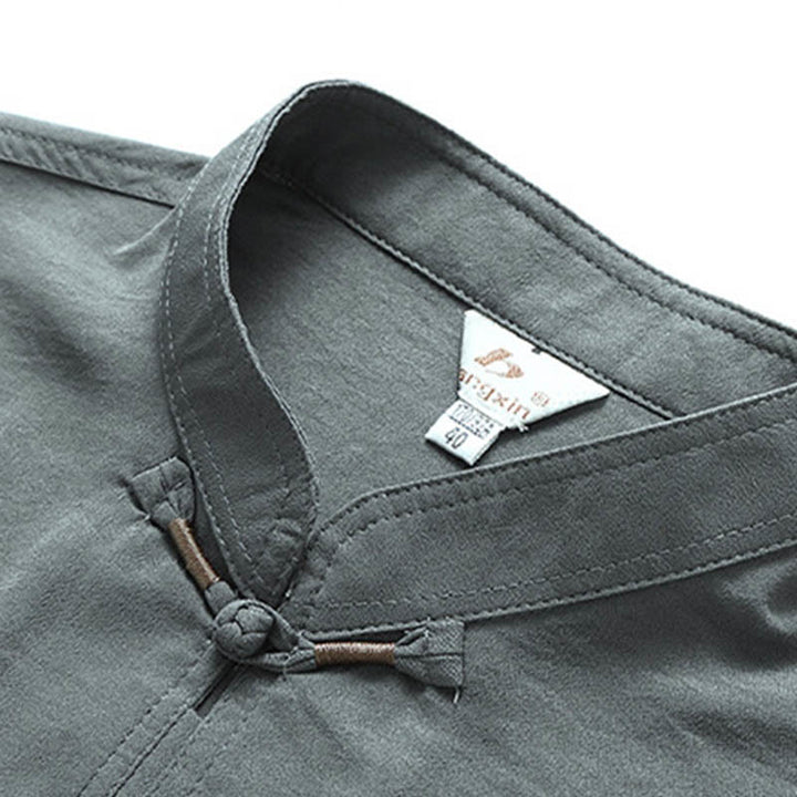 Buddha Stones Dragon Fu Character Tang Suit Camicia a maniche corte tradizionale Pantaloni a gamba larga Abbigliamento da uomo Set - image 3