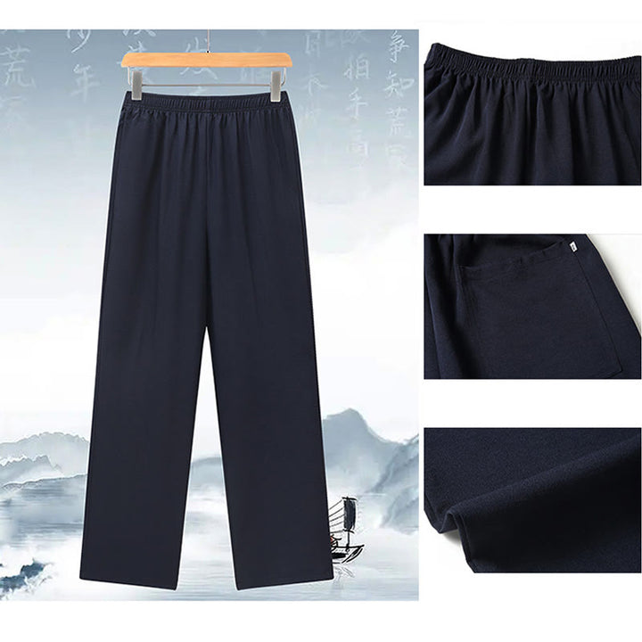 Buddha Stones Fu Carattere Cinese Nodo Ricamo Tang Suit Tradizionale Manica Corta Top Pantaloni Abbigliamento Uomo Set