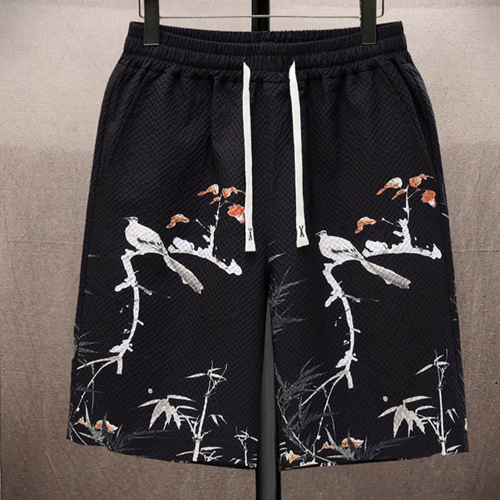 Set da uomo con pantaloncini a maniche corte con motivo a gazze e paesaggio Buddha Stones alberi di cocco