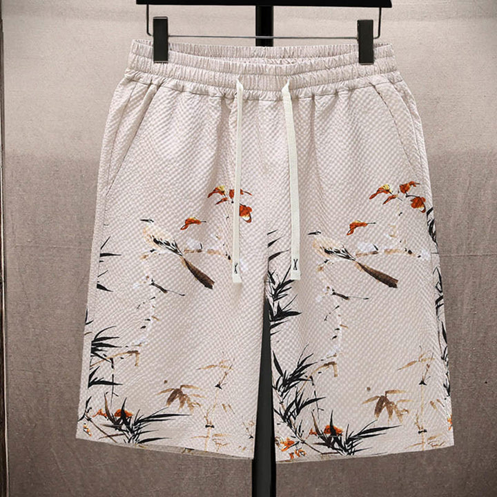 Set da uomo con pantaloncini a maniche corte con motivo a gazze e paesaggio Buddha Stones alberi di cocco