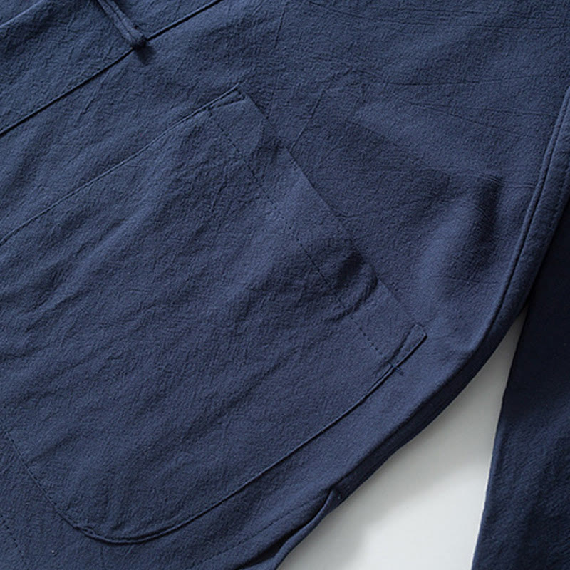 Buddha Stones Frog-Bottone Cinese Tang Suit Camicia Cotone Lino Uomo Giacca Abbigliamento - image 9