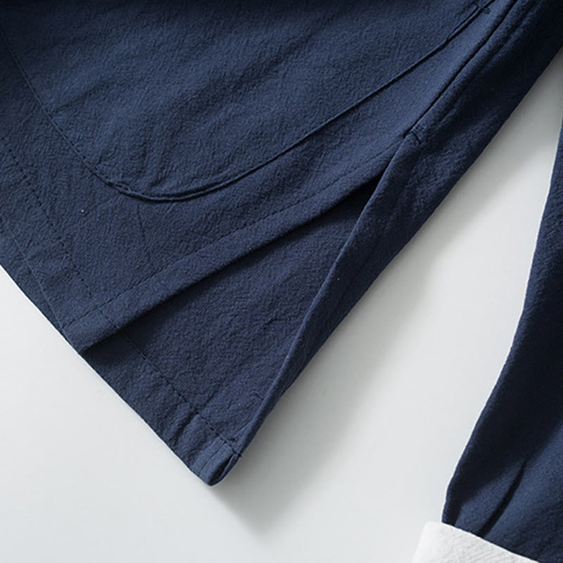 Buddha Stones Frog-Bottone Cinese Tang Suit Camicia Cotone Lino Uomo Giacca Abbigliamento - image 10