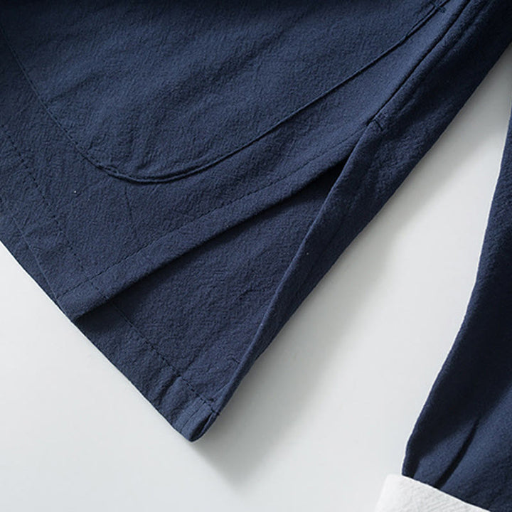 Buddha Stones Frog-Bottone Cinese Tang Suit Camicia Cotone Lino Uomo Giacca Abbigliamento - image 10