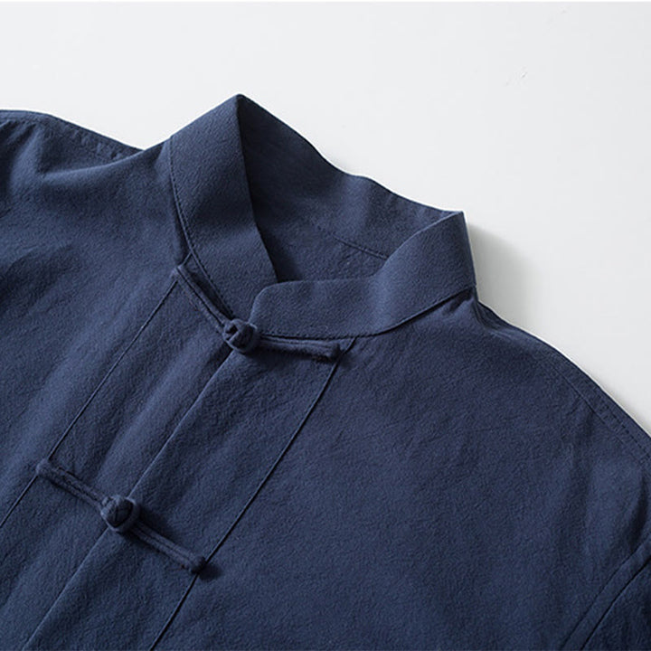 Buddha Stones Frog-Bottone Cinese Tang Suit Camicia Cotone Lino Uomo Giacca Abbigliamento - image 7