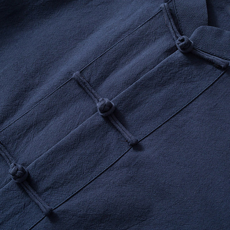 Buddha Stones Frog-Bottone Cinese Tang Suit Camicia Cotone Lino Uomo Giacca Abbigliamento - image 8