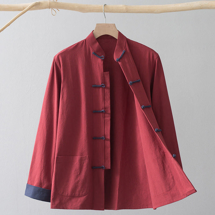 Buddha Stones Frog-Bottone Cinese Tang Suit Camicia Cotone Lino Uomo Giacca Abbigliamento - image 18