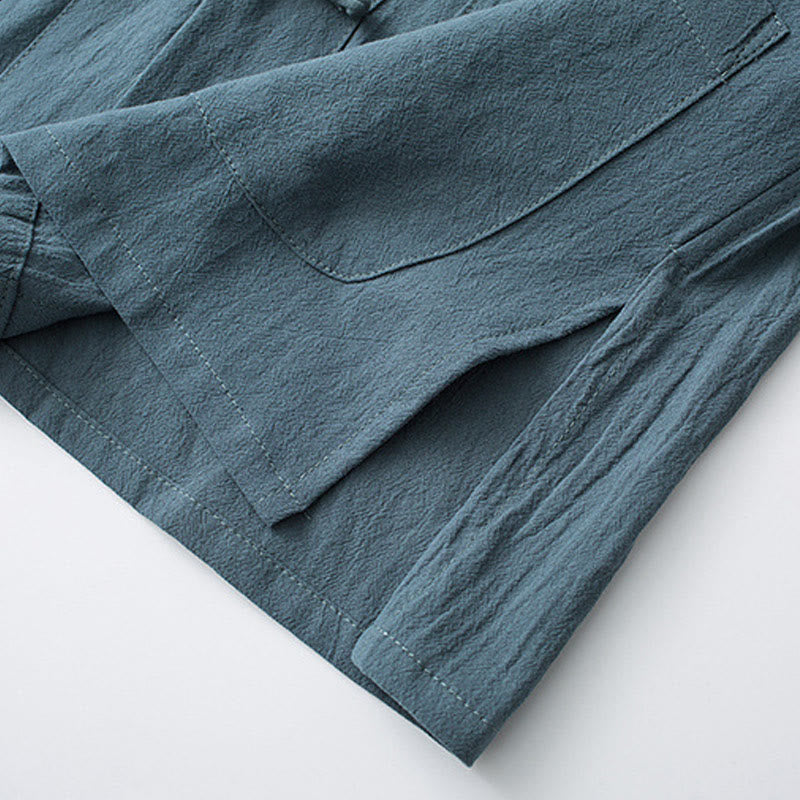 Camicia a maniche corte in cotone con bottoni a rana Buddha Stones, abito cinese Tang, abbigliamento da uomo con tasche - image 8