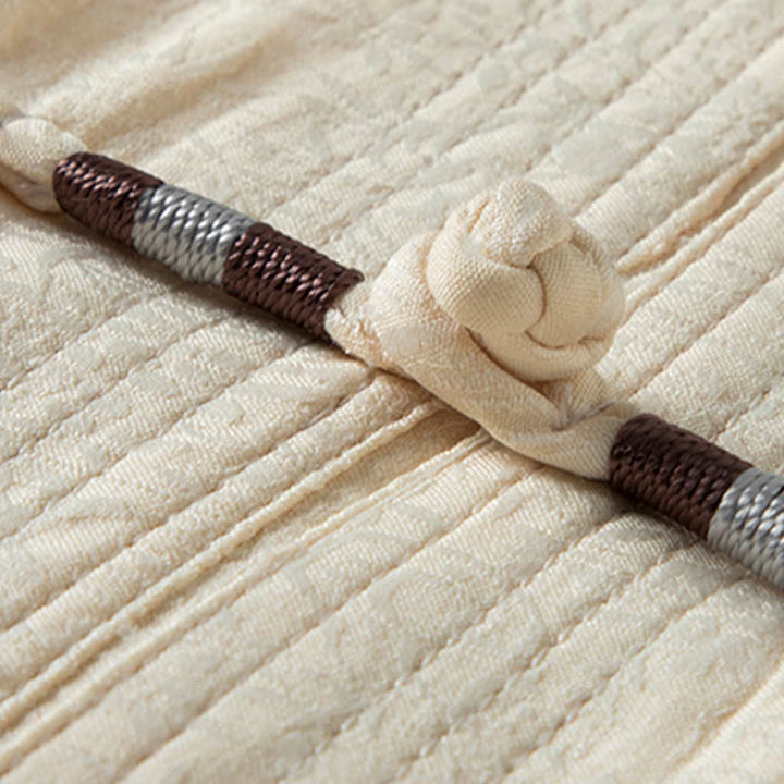 Buddha Stones lungo il fiume durante il festival di Qingming Modello tradizionale Tang Suit Camicia a maniche corte Pantaloni Abbigliamento Set da uomo