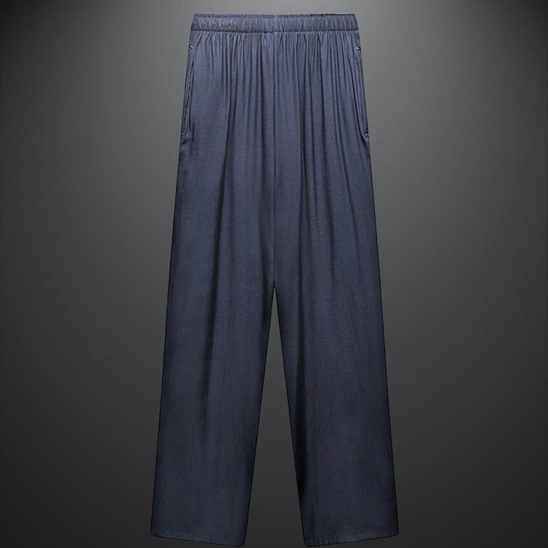 Buddha Stones lungo il fiume durante il festival di Qingming Modello tradizionale Tang Suit Camicia a maniche corte Pantaloni Abbigliamento Set da uomo
