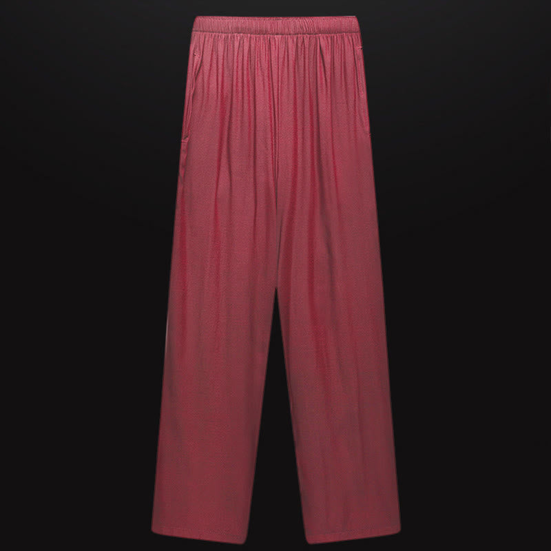 Buddha Stones lungo il fiume durante il festival di Qingming Modello tradizionale Tang Suit Camicia a maniche corte Pantaloni Abbigliamento Set da uomo