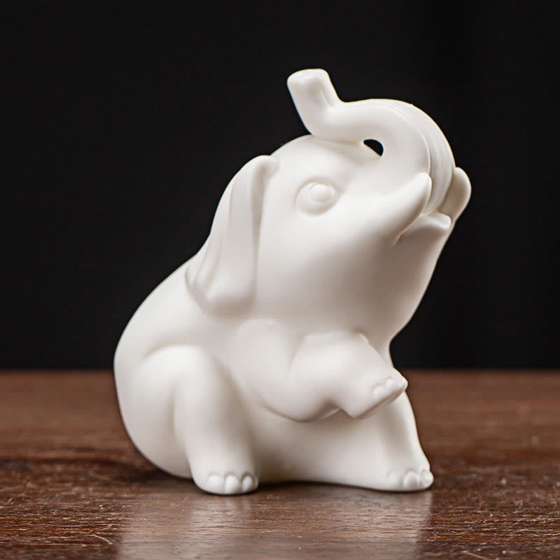 Statua di elefante piccolo Buddha Stones porcellana bianca ceramica forza decorazione scrivania casa