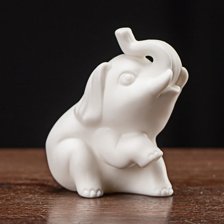 Statua di elefante piccolo Buddha Stones porcellana bianca ceramica forza decorazione scrivania casa