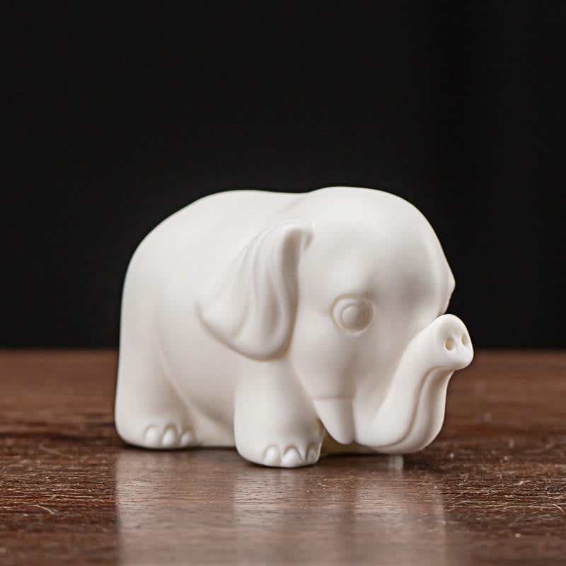 Statua di elefante piccolo Buddha Stones porcellana bianca ceramica forza decorazione scrivania casa