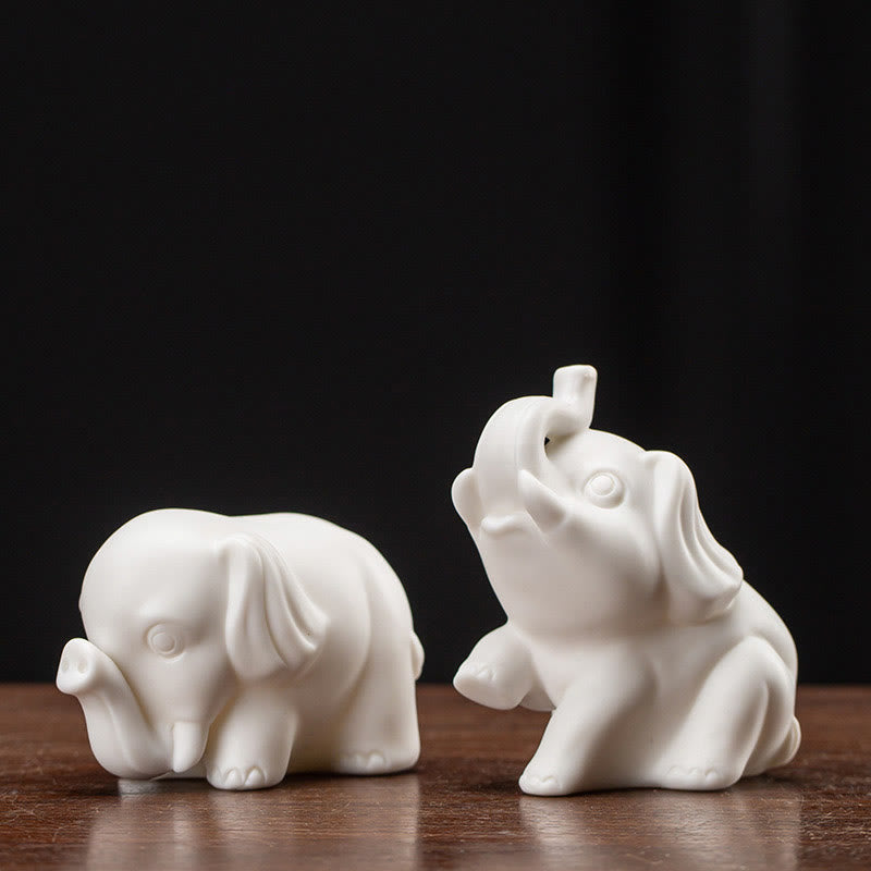 Statua di elefante piccolo Buddha Stones porcellana bianca ceramica forza decorazione scrivania casa