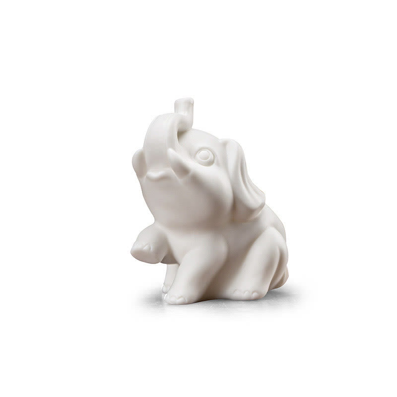 Statua di elefante piccolo Buddha Stones porcellana bianca ceramica forza decorazione scrivania casa