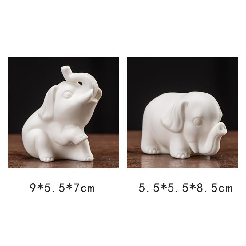 Statua di elefante piccolo Buddha Stones porcellana bianca ceramica forza decorazione scrivania casa